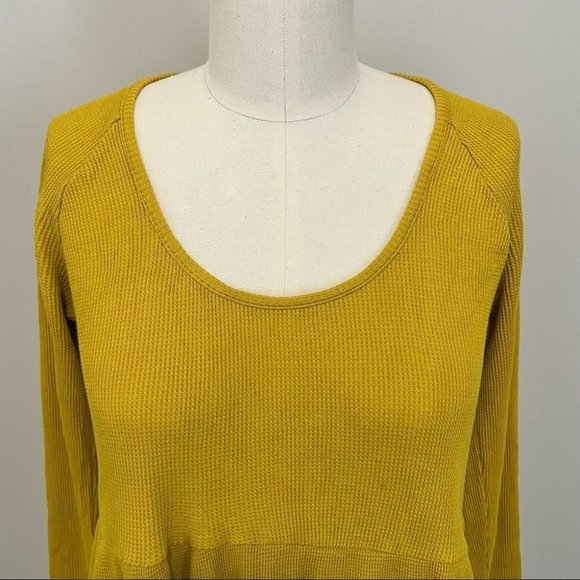 Anthropologie Maeve Samina Thermal Babydoll Long Sleeve Top Yellow - Picture 4 of 13